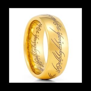 Gold Plated Lord Of The Rings Ring with Engraved Design Size 12.5 8mm